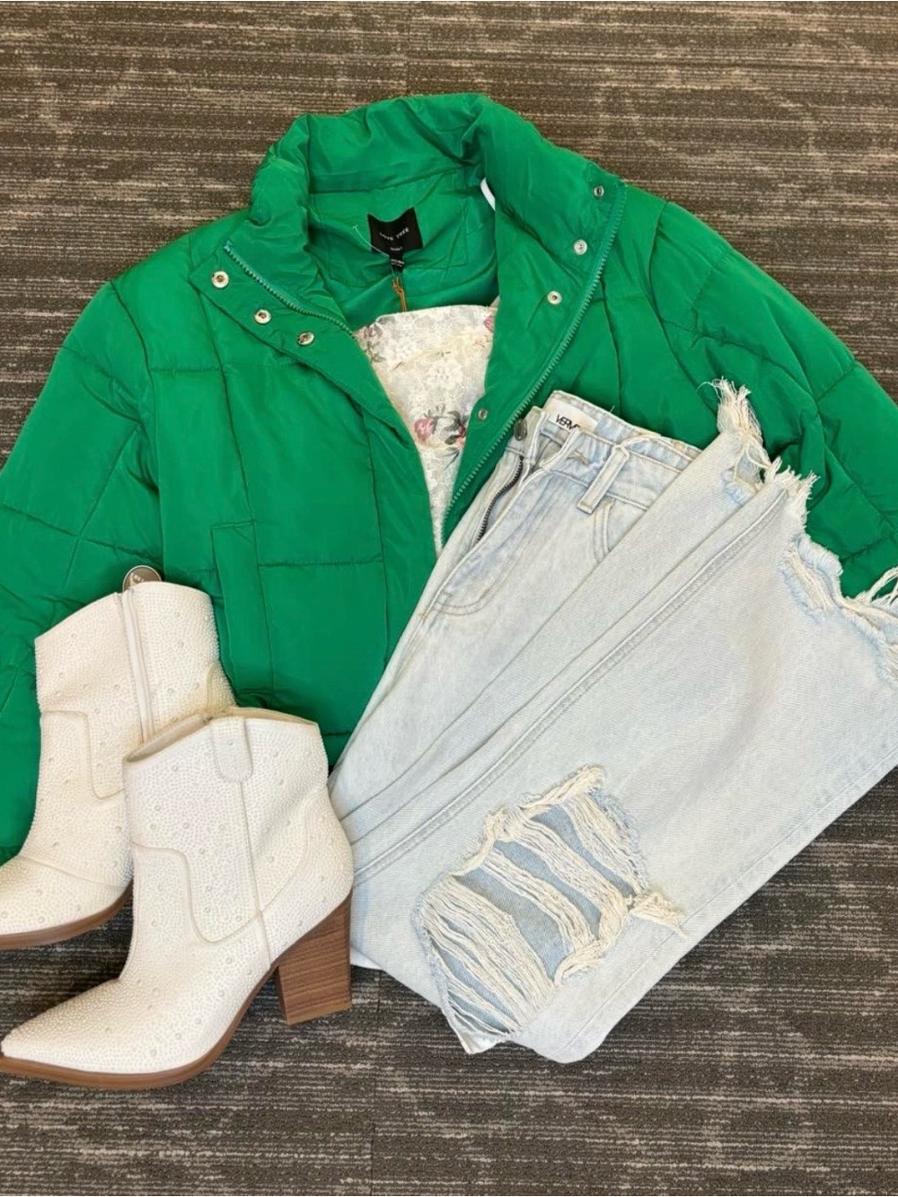 Green Quilted Puffer Jacket
